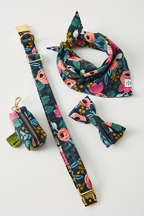 Rifle Paper Co. x The Foggy Dog Rosa Bow Tie Foggy Dog, The Foggy Dog, Anna Bond, Diy Dog Collar, Painted Florals, Dog Business, Dog Cleaning, Dog Clothes Patterns, Dog Crafts