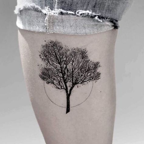 So gorgeous -  Luciano Del Fabro employs a minimalist aesthetic to depict the subtle beauty of the natural world. This carefully-etched tree was completed using black ink and countless stippled dots, which gives it a three-dimensional feel. Tree Tattoo Men, Tattoo Zeichnungen, Forest Tattoos, Tree Tattoo Designs, Home Tattoo, Tattoo Feminina, Dot Work Tattoo, Tattoo Life, Nature Tattoos