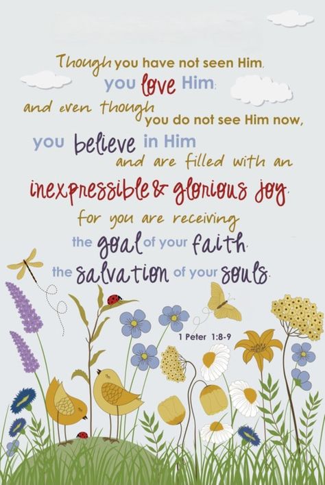 1 Peter 1:8-9 Gods Guidance, Christian Journaling, Beautiful Bible Verses, Study Scripture, 2 Peter, Christian Love, God The Father, Daily Bible Verse, 1 Peter