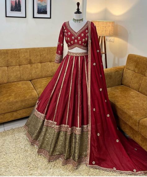 Attractive Designer Silk Lehenga Choli, Made to Order Indian Embroidery Work Lengha Choli With Dupatta For Women, Wedding Chania Choli by MantraLook on Etsy Plus Size Lehenga, Ghaghra Choli, Silk Lehenga Choli, Function Dresses, Lehenga Red, Wedding Lehenga Designs, Lehenga Designs Simple, Bridal Lehenga Collection, Bridal Lehenga Red