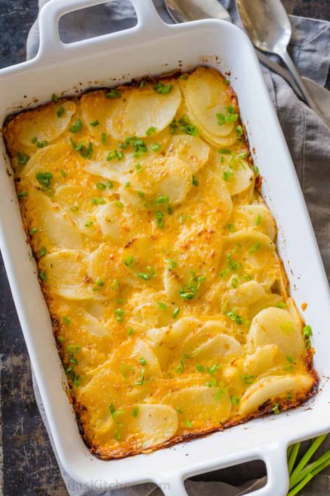 Easy Potato Casserole, Baked Scalloped Potatoes, Natashas Kitchen, Easy Scalloped Potatoes Recipe, Creamy Scalloped Potatoes, Scalloped Potatoes Easy, Scalloped Potatoes Recipe, Scalloped Potatoes Cheesy, Scalloped Potato Recipes