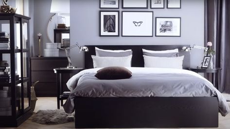 Malm Bedroom Ideas, Malm Bedroom, Ikea Bedroom Furniture, Malm Bed Frame, White Wood Furniture, Malm Bed, Black Bedroom Furniture, Ikea Bedroom, Ikea Bed