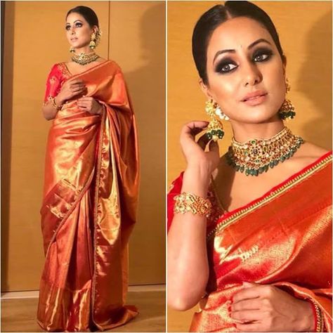 Red Gold Pure Kanjeevaram Saree Bridal Sarees South Indian, Indian Bridal Sarees, Saree Jewellery, Banarsi Saree, Silk Saree Kanchipuram, Saree Blouse Patterns, Wedding Saree Indian, Indian Bridal Fashion, Saree Trends