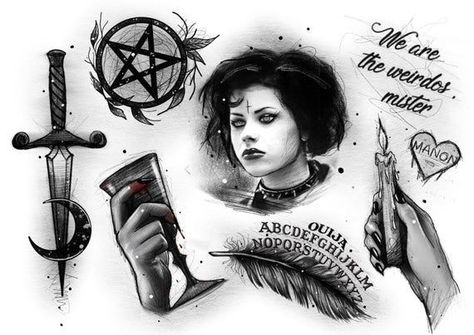 Horror Movie Tattoos Ideas, American Horror Story Tattoo, Nancy The Craft, Halloween Sleeve, Tattoo Wave, Witchy Tattoos, Ems Tattoos, The Craft Movie, Horror Movie Tattoos