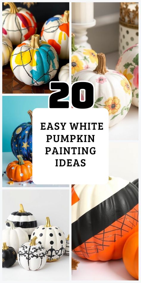 Bring your fall decor to life with painted white pumpkins! These creative ideas are perfect for adding a cozy, artistic vibe to any space. (Pin for autumn inspo!) Painted White Pumpkins, White Pumpkin Painting Ideas, White Pumpkin Painting, Pumpkin Painting Ideas, Pumpkin Painting, Bold Patterns, White Pumpkins, Autumn Decor, Painted Pumpkins