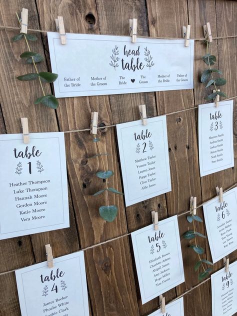 PERSONALISED Wedding Table Plan Rustic Wooden Table Plan - Etsy UK Barn Rustic Wedding, Seating Chart Wedding Diy, Wedding Direction Signs, Wedding Table Display, Plan Board, Rustic Wedding Seating, Wedding Seating Plan, Wedding Table Seating, Wedding Backyard Reception