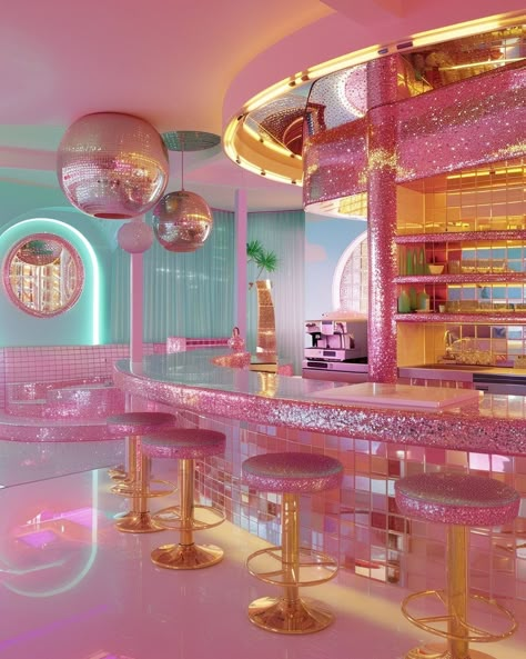 Y2k Places, Barbies Dreamhouse, Backgrounds For Zepeto, Hot Pink Y2k, Amaretto Sour, Dream Bedroom Inspiration, Pink Bar, Dream Apartment Decor, Pink Y2k