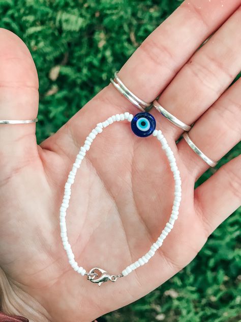 Beaded Bracelets Evil Eye, Evil Eye Bead Bracelet Gift, Spiritual Adjustable Evil Eye Beaded Bracelets, Beaded Jewelry Evil Eye, Evil Eye Beaded Necklace, Adjustable Evil Eye Beaded Bracelet, Pulseras Kandi, Indie Jewelry, Beaded Necklace Diy