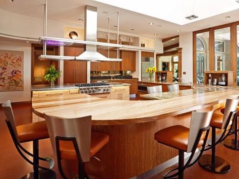 Larger kitchen islands are as hard-working as they are high-functioning. Wolf Microwave, Large Kitchen Island Designs, Breakfast Bar Ideas, Kitchen With Big Island, Kitchen Breakfast Bar, Hgtv Kitchens, Large Breakfast, Kitchen Island With Sink, Custom Kitchen Island