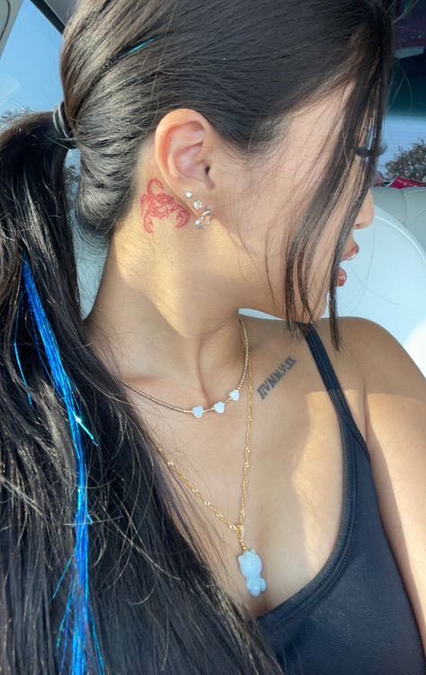 Scorpion Tattoo Behind The Ear, Scorpio Tattoo Back Of Neck, Behind Ear Scorpio Tattoo, Shaded Scorpion Tattoo, Back Tattoo Scorpio, Behind The Ear Scorpion Tattoo, Cool Scorpion Tattoo, Scorpio Constellation Tattoo Behind Ear, Scorpion Ear Tattoo