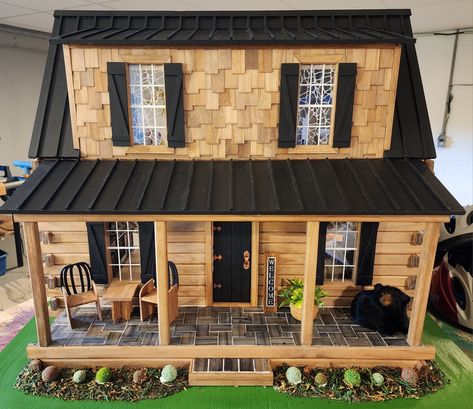 Log Cabin Dollhouse, Cabin Dollhouse, Diy Crafts To Do At Home, Popsicle Stick Houses, Modern Log Cabin, Christmas Lists, Village Ideas, Christmas Cabin, Popsicle Stick