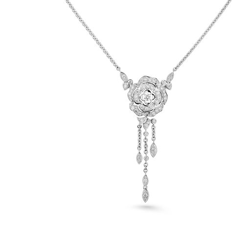 Camélia Necklace - Camellia bud motif in 18K white gold, diamonds and central diamond - J11176 - CHANEL Chanel Camellia, Gabrielle Chanel, Jewelry Website, Rings Bracelets, Fine Jewellery, Watches Jewelry, Jewelry Creation, White Gold Diamonds, Mother Gifts