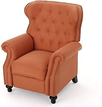 Waldo Tufted Wingback Recliner Chair(Orange) Traditional Armchairs, Fabric Recliner, Recliner Chairs, Noble House, Christopher Knight Home, Furniture Deals, Chairs For Sale, Nailhead Trim, Indoor Furniture