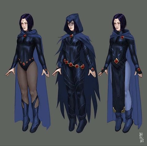 Jaopicksart on IG Raven Teen Titans Go Outfit, Teen Titans Costume, Villain Ideas, Teen Titans Go Characters, Raven Comics, Raven Outfits, Superhero Oc, Superhero Costumes Female, Raven Costume