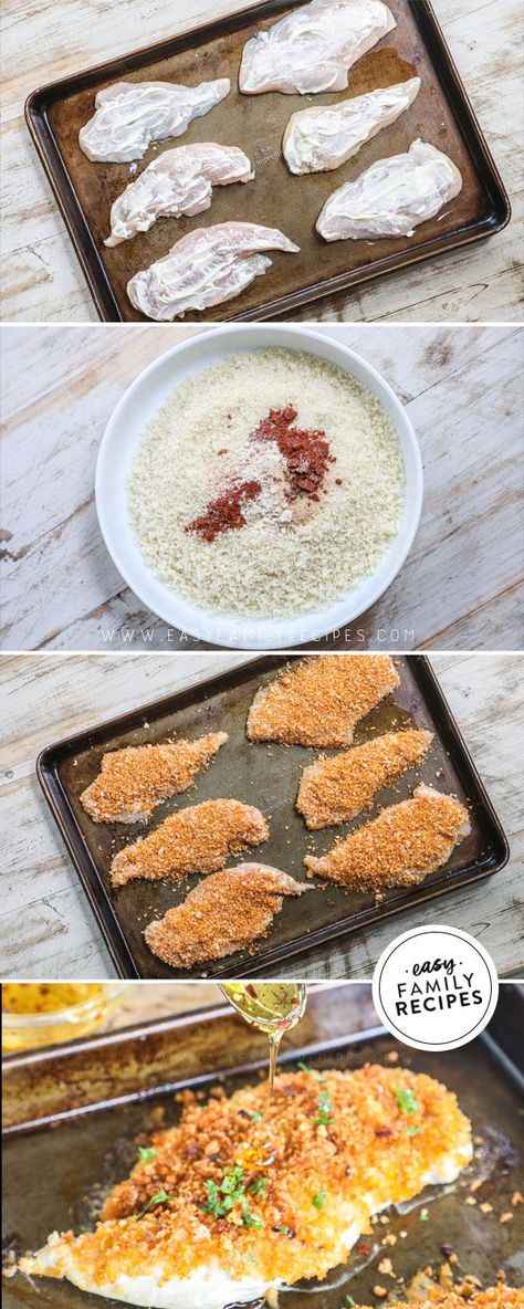 Just a few easy steps stand between you and this deliciously savory baked panko chicken Easy Chicken Breast Dinner, Easy Delicious Chicken Recipes, Baked Panko Chicken, Chicken Breast Dinner, Chicken With Honey, Panko Crusted Chicken, Adult Snacks, Crusted Chicken Breast, Panko Chicken