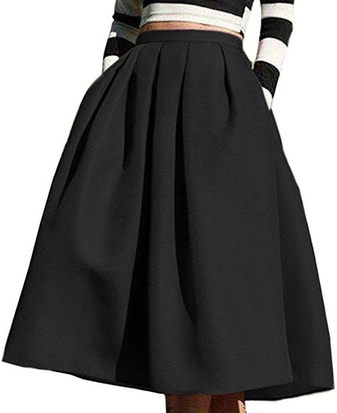 FACE N FACE Women's High Waisted A line Street Skirt Skater Pleated Full Midi Skirt Large Black at Amazon Women’s Clothing store: Skirt Outfits Dressy, Aline Midi Skirt, Street Skirt, Good Woman, Mid Calf Skirt, African Skirts, Full Midi Skirt, Outfits Dressy, Rock Outfit