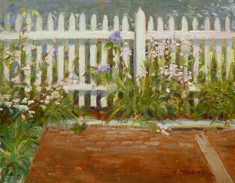 Fence Drawing, Draw Reference, Painting Competition, Fence Paint, White Picket Fence, Garden Park, Garden Painting, Green Spring, Picket Fence