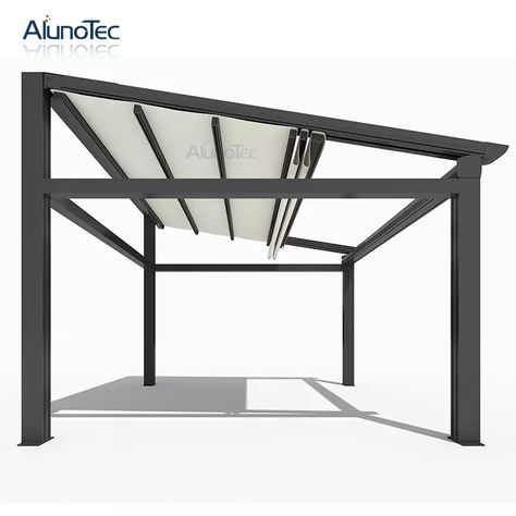 Louvered Roof, Modern Gazebo, Aluminum Gazebo, Garden Awning, Retractable Roof, Modern Pergola, Pergola Attached To House, Pergola Design, Aluminum Pergola