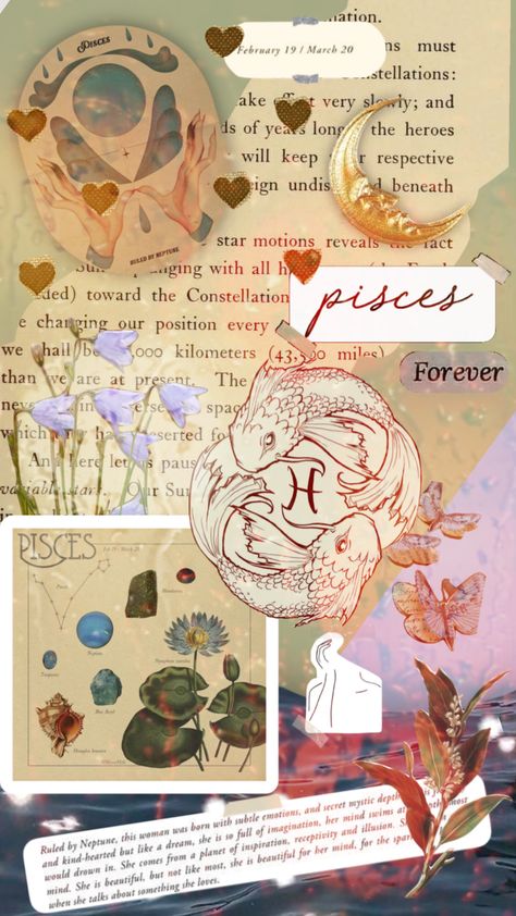 Pisces Collage Wallpaper, Pieces Wallpaper Zodiac, Pieces Zodiac Aesthetic, Pieces Zodiac Wallpaper Aesthetic, Pices Aesthetic Wallpaper, Pieces Zodiac Wallpaper, Pisces Wallpaper Backgrounds, Pisces Background, Pisces Aesthetic Art