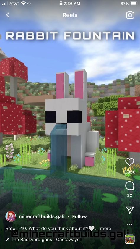 Minecraft Bunny Statue, Minecraft Builds Aesthetic, Coquette Minecraft, Fairycore Minecraft, Chalet Minecraft, Case Minecraft, Minecraft Decoration, Aesthetic Fairycore, Rumah Minecraft Sederhana