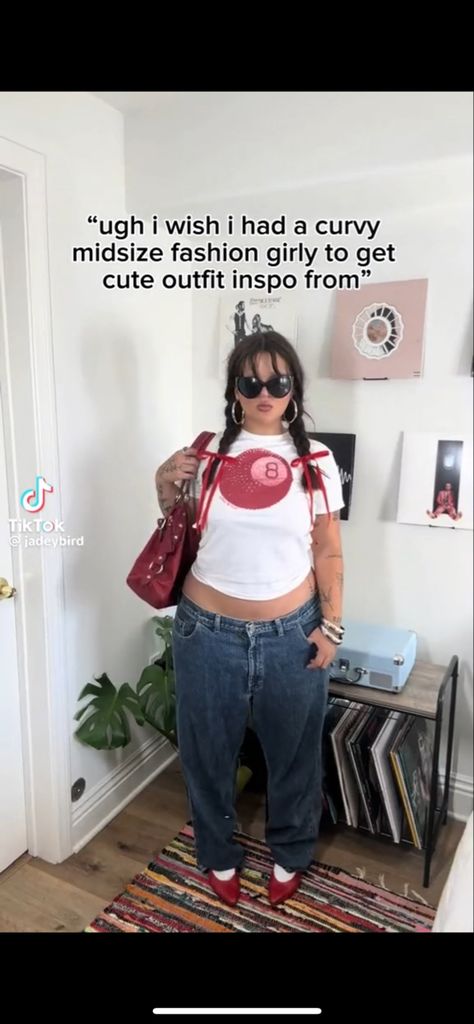 Y2k Fashion Midsize, Jadeybird Outfits, Y2k Midsize, Plus Size Thrift, Plus Size Y2k Outfits, Plus Size Going Out Outfits, Y2k Streetwear Aesthetic, Outfit Ideas Midsize, Plus Size Y2k