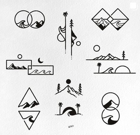 Tattoo For Travel Lovers, Simplistic Drawings, Cool Nature Tattoos, Wilderness Tattoo, Vertical Tattoo, Simple Compass Tattoo, Cool Nature, Simple Tattoos For Guys, Dragon Ball Tattoo