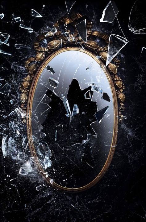 Shattered Mirror Aesthetic, Cracked Mirror Aesthetic, How To Draw A Mirror, Fear Of Mirrors, Doomed Romance, Fantasy Mirror, Mirror Decoration Ideas, Washroom Decor Ideas, Mirror And Table