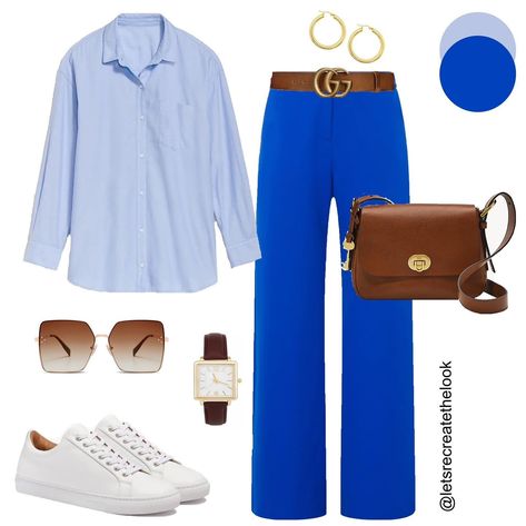 Blue Trousers - 10 Outfit Ideas 💙 Blue is my favorite color and I have a pair of blue trousers that I definitely want to get more wear out of this spring summer. Here are 10 outfits I plan to recreate with my blue pants. Do you have a pair of blue pants in your closet? If so, save this post for style inspo to recreate the looks yourself. Also for color inspo to inspire you to try pairing them with another vibrant color this spring/summer. If you’re in need of a pair of blue pants yourself, c... Blue Pants Outfit Women, Bright Blue Pants Outfit, Blue Slacks Outfit Women, Cobalt Blue Pants Outfit, Blue Pants Work Outfit Women, Royal Blue Pants Outfit, Blue Trousers Outfit, Have A Fabulous Friday, Cobalt Blue Pants