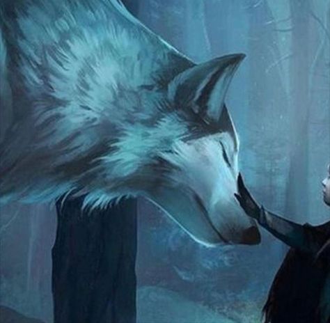 A Wolf, In The Woods, A Girl, White, Art