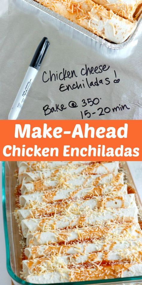 Dinner Enchiladas, Recipe Enchiladas, Freezer Casseroles, Freeze Ahead Meals, Freezer Dinners, Freezer Friendly Meals, Freezable Meals, Freezer Meal Planning, Chicken Enchiladas Easy