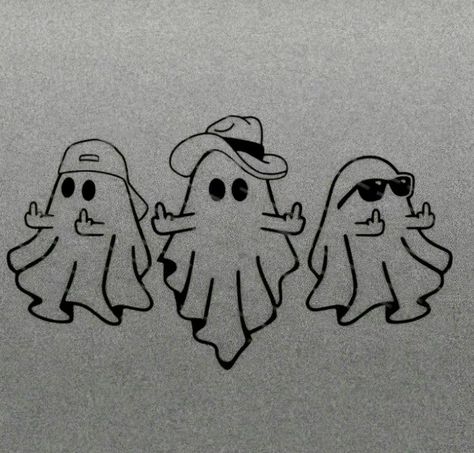 Cool Cute Tattoo Ideas, Ghost Sibling Tattoos, Funny Ghost Tattoo Ideas, Friendship Ghost Tattoo, Spooky Trio Tattoos, Disconnect Tattoo, 3 Ghosts Tattoo, Trio Ghost Tattoos, Three Ghosts Tattoo