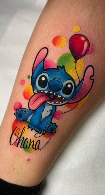 Ohana Tattoos, Cute Disney Tattoos, Disney Stitch Tattoo, Lilo And Stitch Tattoo, Arm Tattoos For Guys Forearm, Ohana Tattoo, Disney Sleeve Tattoos, Ohana Family, Baby Tattoo Designs