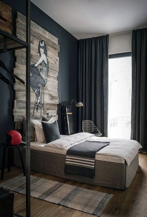 40+ Masculine Bedroom Ideas & Inspirations | Man of Many Bachelor Bedroom Ideas, Bachelor Pad Bedroom, Men's Bedroom Design, Bachelor Bedroom, Minimalist Dekor, Masculine Bedroom, Small Bedroom Designs, Mens Bedroom, Trendy Bedroom