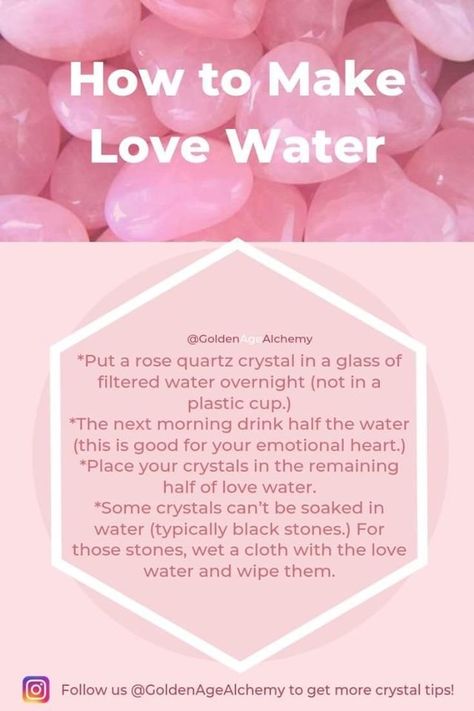 Rose Quartz Water, Sun Water Witchcraft, Magick Waters, Water Witchcraft, Candle Magik, Wicca Love Spell, Spiritual Cleansing Bath, Healing Rocks, Easy Love Spells