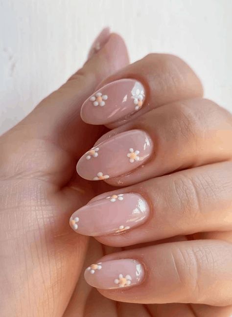 35+ Flower Nails Designs For Delicate, Abstract Nails | Natural Nail Designs, Cute Gel Nails, Short Acrylic Nails Designs, Orange Nails, Fire Nails, Dream Nails, Pretty Acrylic Nails, Floral Nails, Short Acrylic Nails