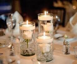 White Floating Candles, Floating Candle Centerpieces Wedding, Floating Candles Wedding, Cheap Wedding Centerpieces, Rustic Arrangements, Wedding Isles, Wedding Reception Table Decorations, Reception Table Decorations, Candle Wedding Centerpieces