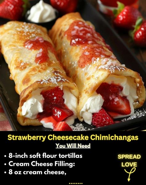 Strawberry Cheesecake Chimichangas – Tnextrecipes Cheesecake Chimichangas, Strawberry Cheesecake Chimichangas, Breakfast Casseroles, Family Cookbook, Easy Baking Recipes Desserts, Dessert Salads, Sweet Snacks Recipes, Autumn Scenery, Cream Cheese Filling