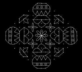 17 - 3 parallel dots (Neer Pulli) Kolam.   Put 17 dots in the center - 3 lines. Leave one dot at both ends and stop at 3.    Join dots as s... Pongal Dot Kolam, Pongal Rangoli Design Dots, Pongal Kolam Dots, Dress Diy Easy, Line Art Ideas, Pongal Kolam, Indian Rangoli Designs, Pattern Design Drawing, Pulli Kolam