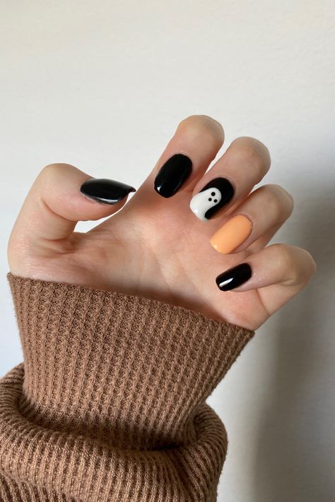 Nail Halloween, Nail Art Halloween, Holloween Nails, Halloween Nails Easy, Simple Fall Nails, October Nails, Short Nail, Cute Gel Nails, Shellac Nails