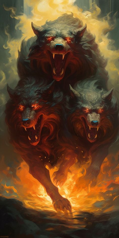 Cerberus | Fantasy I Sci-Fi I Books I Films I World Building Cerberus Fantasy Art, Greek Mythology Cerberus, Cerberus Wallpaper, Cerberus Greek Mythology, Hercules And Cerberus, Hades And Cerberus, Cerberus Tattoo, Cerberus Art, Greek Monsters