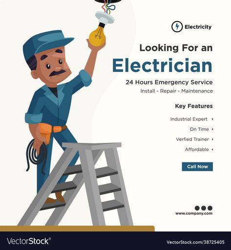 Design For Social Media, Electrician Services, Electrician Tools, Service Jobs, Home Design Living Room, Youtube Banners, Electrical Engineering, Emergency Service, Creative Advertising