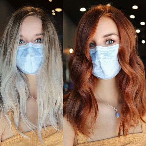 Copper Hair Color Formulas, At Home Copper Hair Color, Rich Copper Balayage, Redken Dark Copper Hair Formulas, Copper Balayage On Blonde Hair, Rooted Copper Balayage, Diy Copper Hair Color, Redken Color Formulas Red, Natural Redhead With Money Pieces