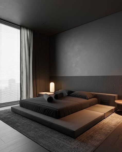 Black Bedroom Furniture, Black Interior Design, Dark Bedroom, Black Bedroom, Minimalist Interior Design, Bedroom Furniture Design, Minimalism Interior, Dream House Interior, Dream House Decor