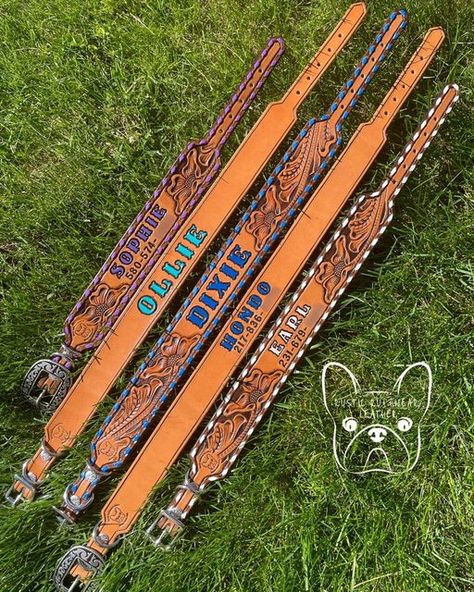 Western Leather Dog Collar, Tooled Leather Dog Collar, Diy Leather Dog Collar, Handmade Leather Dog Collar, Cute Beach Outfits, Dream Horse Barns, Leather Dog Collar Custom, Disney Tv, Diy Leather Projects