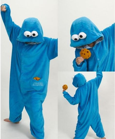 Cookie Monster Halloween Costume, Cookie Monster Onesie, Halloween Costume Onesie, Cookie Monster Pajamas, Monsters Inc Halloween, Cookie Monster Costume, Onesies Pajamas, Animal Onesies, Elmo And Cookie Monster