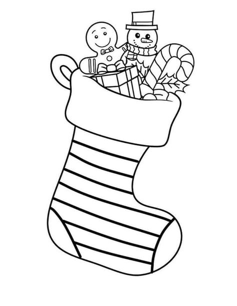 Christmas Stocking Coloring Pages, Christmas Stocking Template, Candy Cane Coloring Page, Stocking Template, Kids Christmas Coloring Pages, Christmas Ornament Template, Family Holiday Gifts, Free Christmas Coloring Pages, Printable Christmas Coloring Pages