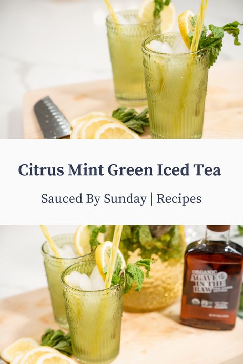 Loose Leaf Tea Recipes, Tea Recipes Loose Leaf, Green Iced Tea, Citrus Slices, Iced Tea Pitcher, Iced Green Tea, Green Tea Bags, Tea Pitcher, Vegetarian Paleo