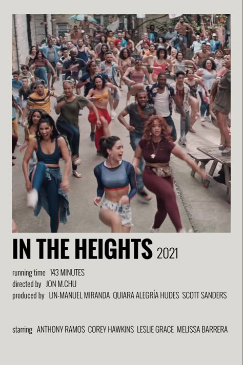 In The Heights Movie Poster, In The Heights Aesthetic, Screensaver Collage, Comfort Films, In The Heights Movie, Girls Night Movies, Polaroid Posters, Anthony Ramos, Washington Heights