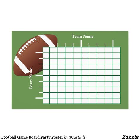 Game Board Party, Sports Bulletin Boards, Football Squares Template, Football Board Game, Cute Party Decorations, Football Party Games, Superbowl Party Ideas, Football Squares, Bacon Bites