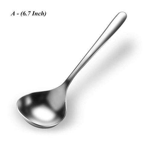 Amazon.com: Qualizon 18/8 Stainless Steel Heavy Duty Deep Soup Spoon - (A Type 6.7inch) Regular Handle Personal Table Spoon 1 Piece in Package: Home & Kitchen Ramen Spoon, Pho Noodles, Ladles, Plastic Spoons, Soup Spoon, Serving Spoon, Serving Spoons, Long Handles, Spoons